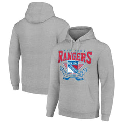 New York Rangers Starter Team Logo Graphic Fleece Tri-Blend Pullover Hoodie - Heather Gray - NHL
