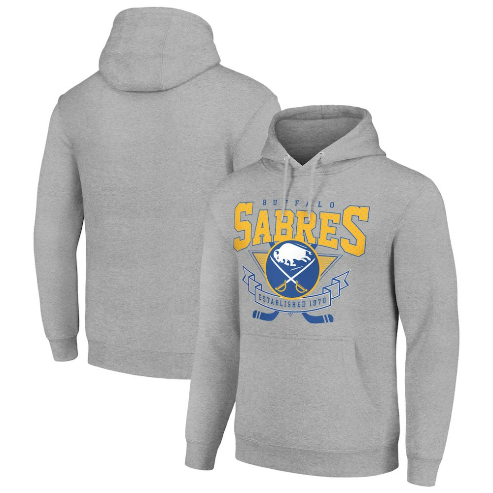 Buffalo Sabres Starter Team Logo Graphic Fleece Tri-Blend Pullover Hoodie - Heather Gray - NHL