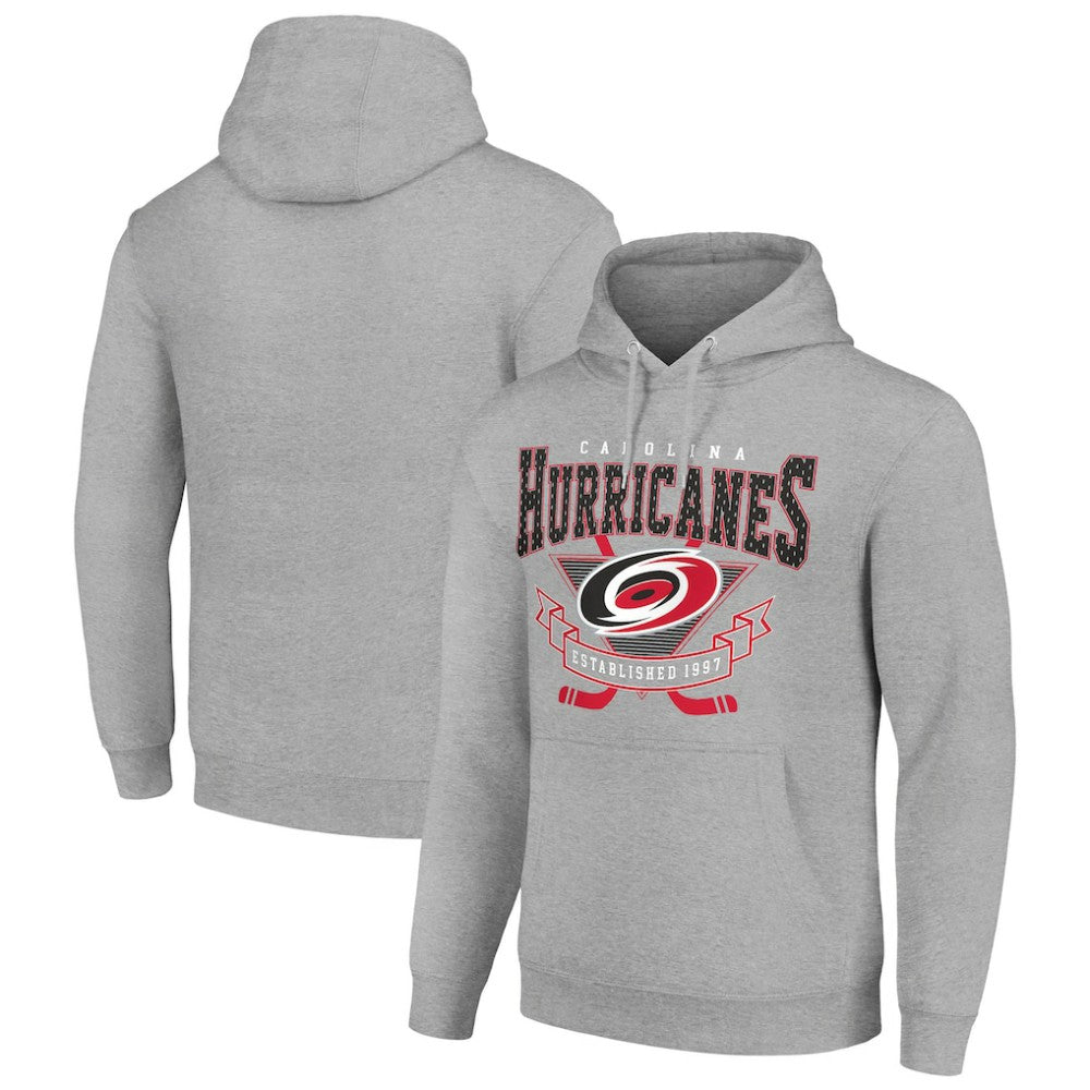 Carolina Hurricanes Starter Team Logo Graphic Fleece Tri-Blend Pullover Hoodie - Heather Gray - NHL