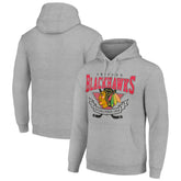 Chicago Blackhawks Starter Team Logo Graphic Fleece Tri-Blend Pullover Hoodie - Heather Gray - NHL