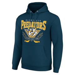 Nashville Predators Starter Team Logo Graphic Fleece Tri-Blend Pullover Hoodie - Navy - NHL