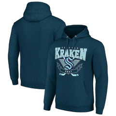 Seattle Kraken Starter Team Logo Graphic Fleece Tri-Blend Pullover Hoodie - Deep Sea Blue - NHL