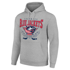 Columbus Blue Jackets Starter Team Logo Graphic Fleece Tri-Blend Pullover Hoodie - Heather Gray - NHL