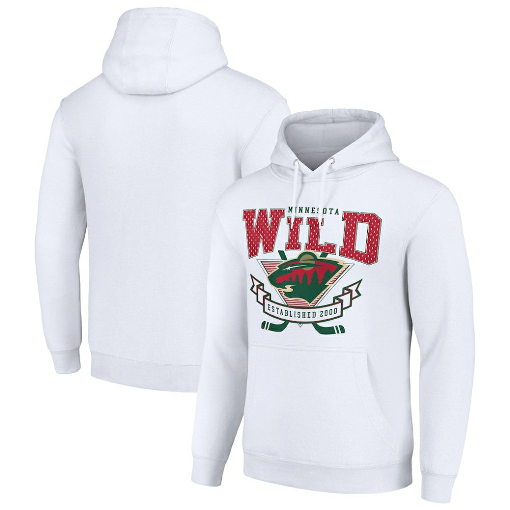 Minnesota Wild Starter Team Logo Graphic Fleece Tri-Blend Pullover Hoodie - White - NHL