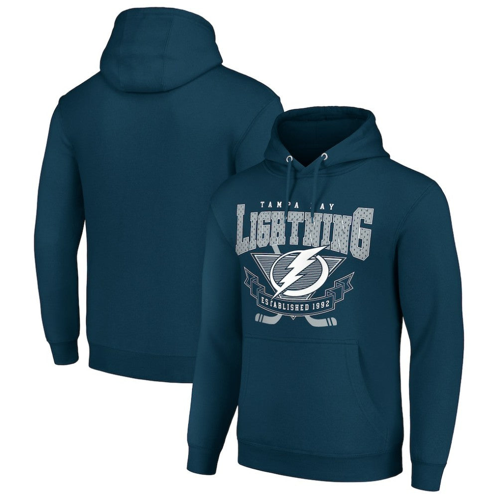 Tampa Bay Lightning Starter Team Logo Graphic Fleece Tri-Blend Pullover Hoodie - Navy - NHL