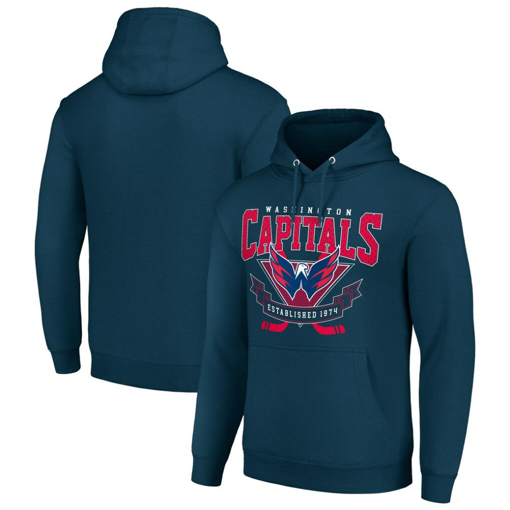 Washington Capitals Starter Team Logo Graphic Fleece Tri-Blend Pullover Hoodie - Navy - NHL