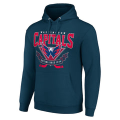 Washington Capitals Starter Team Logo Graphic Fleece Tri-Blend Pullover Hoodie - Navy - NHL