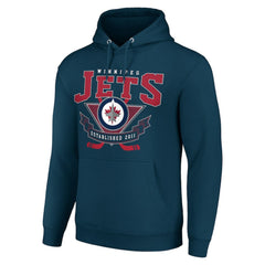 Winnipeg Jets Starter Team Logo Graphic Fleece Tri-Blend Pullover Hoodie - Navy - NHL