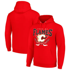 Calgary Flames Starter Team Logo Graphic Fleece Tri-Blend Pullover Hoodie - Red - NHL