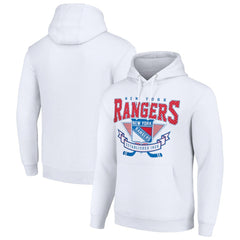 New York Rangers Starter Team Logo Graphic Fleece Tri-Blend Pullover Hoodie - White - NHL