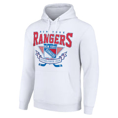 New York Rangers Starter Team Logo Graphic Fleece Tri-Blend Pullover Hoodie - White - NHL