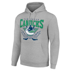 Vancouver Canucks Starter Team Logo Graphic Fleece Tri-Blend Pullover Hoodie - Heather Gray - NHL