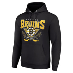 Boston Bruins Starter Team Logo Graphic Fleece Tri-Blend Pullover Hoodie - Black - NHL
