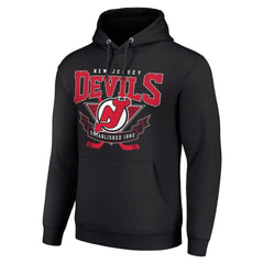 New Jersey Devils Starter Team Logo Graphic Fleece Tri-Blend Pullover Hoodie - Black - NHL