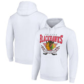 Chicago Blackhawks Starter Team Logo Graphic Fleece Tri-Blend Pullover Hoodie - White - NHL
