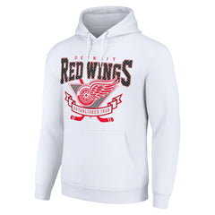 Detroit Red Wings Starter Team Logo Graphic Fleece Tri-Blend Pullover Hoodie - White - NHL