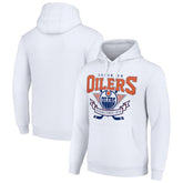 Edmonton Oilers Starter Team Logo Graphic Fleece Tri-Blend Pullover Hoodie - White - NHL