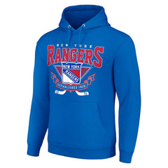 New York Rangers Starter Team Logo Graphic Fleece Tri-Blend Pullover Hoodie - Blue - NHL