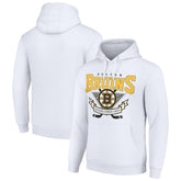 Boston Bruins Starter Team Logo Graphic Fleece Tri-Blend Pullover Hoodie - White - NHL