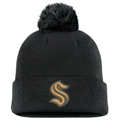 Seattle Kraken Fanatics Military Appreciation Cuffed Knit Hat with Pom - Black - NHL
