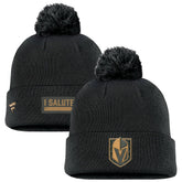 Vegas Golden Knights Fanatics Military Appreciation Cuffed Knit Hat with Pom - Black - NHL