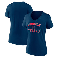 Houston Texans Women's Secondary Logo Victory Arch V-Neck T-Shirt Navy | NFL