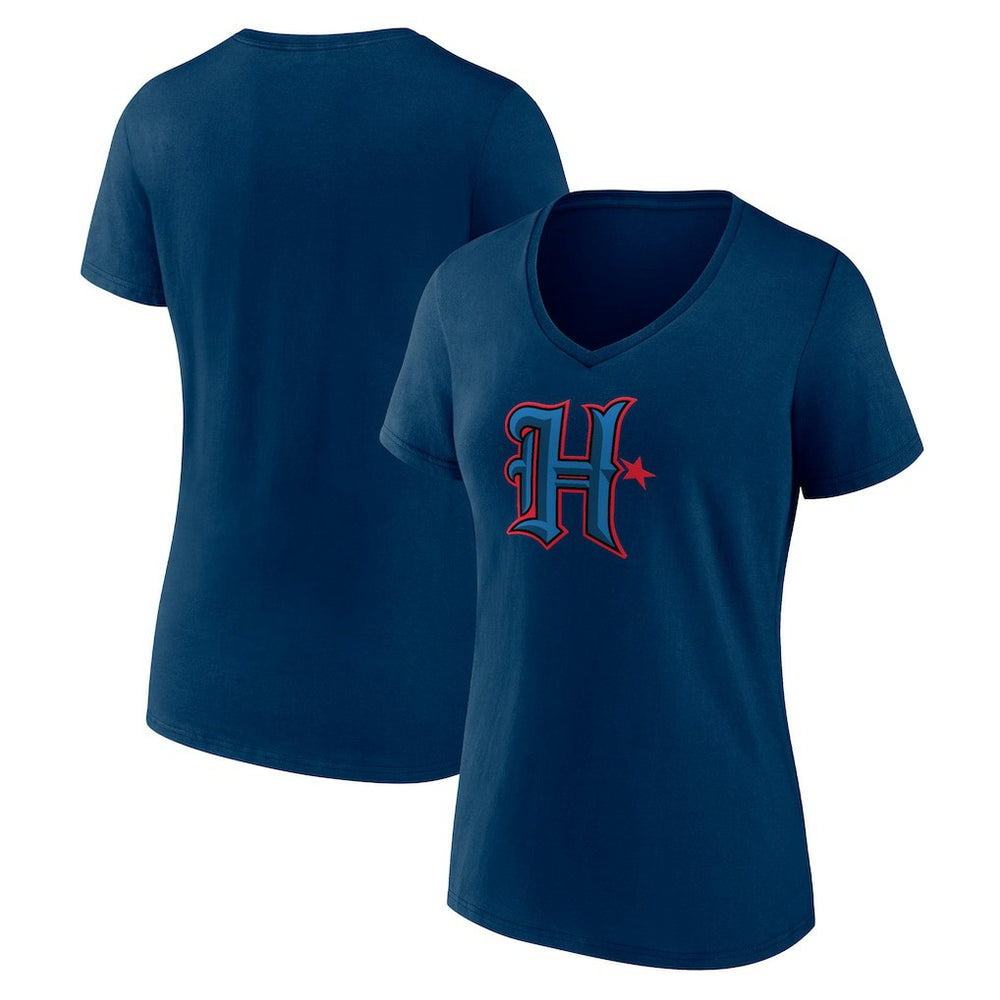 Houston Texans Women's Secondary Logo V-Neck T-Shirt Navy | NFL