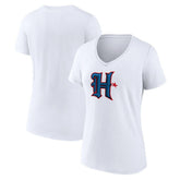 Houston Texans Women's Secondary Logo V-Neck T-Shirt White | NFL