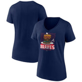 Atlanta Braves Women's Blooper Burger V-Neck T-Shirt - MLB