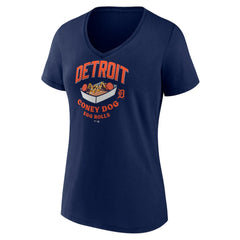 Detroit Tigers Women's Coney Dog Egg Rolls V-Neck T-Shirt - MLB