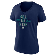 Seattle Mariners Women's Sea Us Rise V-Neck T-Shirt - MLB
