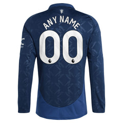 Manchester United 2024/25 Away Replica Long Sleeve Custom Jersey Navy | Adidas Sale