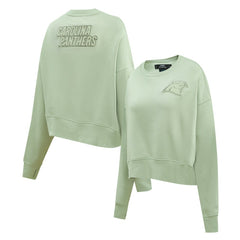 Carolina Panthers Pro Standard Women's Oversized Cropped Neutral Pullover Sweatshirt Light Green | NFL
