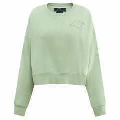 Carolina Panthers Pro Standard Women's Oversized Cropped Neutral Pullover Sweatshirt Light Green | NFL