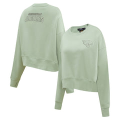 Jacksonville Jaguars Pro Standard Women's Oversized Cropped Neutral Pullover Sweatshirt Light Green | NFL