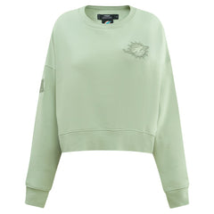 Miami Dolphins Pro Standard Women's Oversized Cropped Neutral Pullover Sweatshirt Light Green | NFL