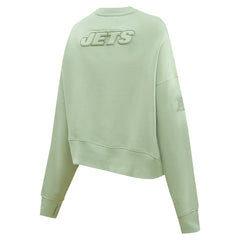 New York Jets Pro Standard Women's Oversized Cropped Neutral Pullover Sweatshirt Light Green | NFL