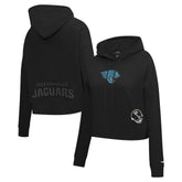 Jacksonville Jaguars Pro Standard Women's Jeweled Cropped Pullover Hoodie Black | NFL