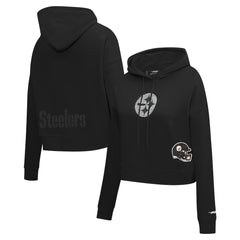 Pittsburgh Steelers Pro Standard Women's Jeweled Cropped Pullover Hoodie Black | NFL