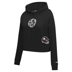 Pittsburgh Steelers Pro Standard Women's Jeweled Cropped Pullover Hoodie Black | NFL