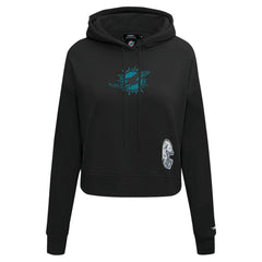 Miami Dolphins Pro Standard Women's Jeweled Cropped Pullover Hoodie Black | NFL