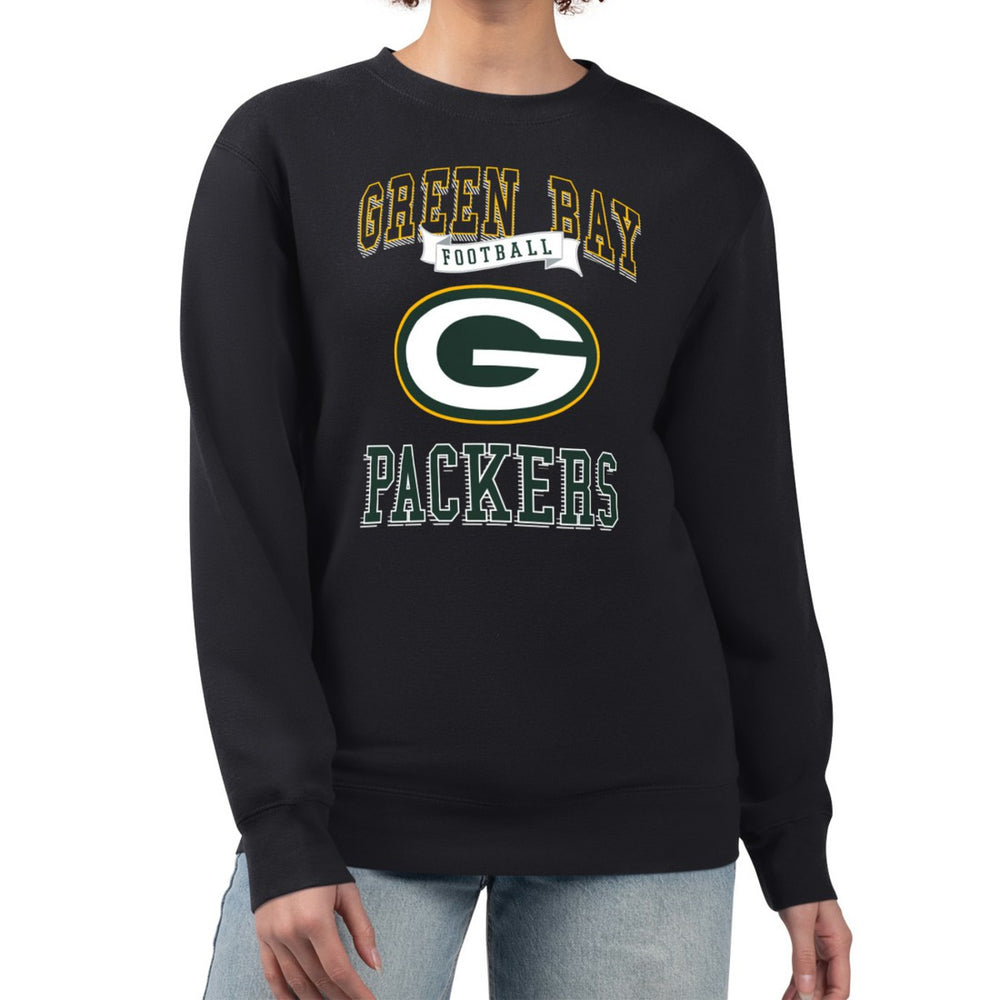 Green Bay Packers G-III 4Her by Carl Banks Women's Team Logo Graphic Tri-Blend Pullover Sweatshirt Black | NFL