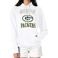 Green Bay Packers G-III 4Her by Carl Banks Women's Team Logo Graphic Fleece Tri-Blend Pullover Hoodie White | NFL