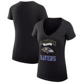 Baltimore Ravens G-III 4Her by Carl Banks Women's Super-Slim Fit Lightweight Team Logo Graphic V-Neck T-Shirt Black | NFL