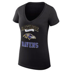 Baltimore Ravens G-III 4Her by Carl Banks Women's Super-Slim Fit Lightweight Team Logo Graphic V-Neck T-Shirt Black | NFL