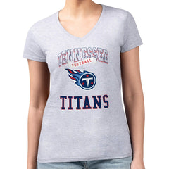 Tennessee Titans G-III 4Her by Carl Banks Women's Super-Slim Fit Lightweight Team Logo Graphic V-Neck T-Shirt Heather Gray | NFL
