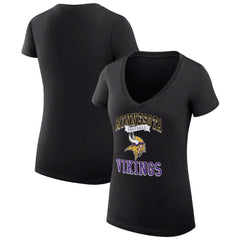 Minnesota Vikings G-III 4Her by Carl Banks Women's Super-Slim Fit Lightweight Team Logo Graphic V-Neck T-Shirt Black | NFL