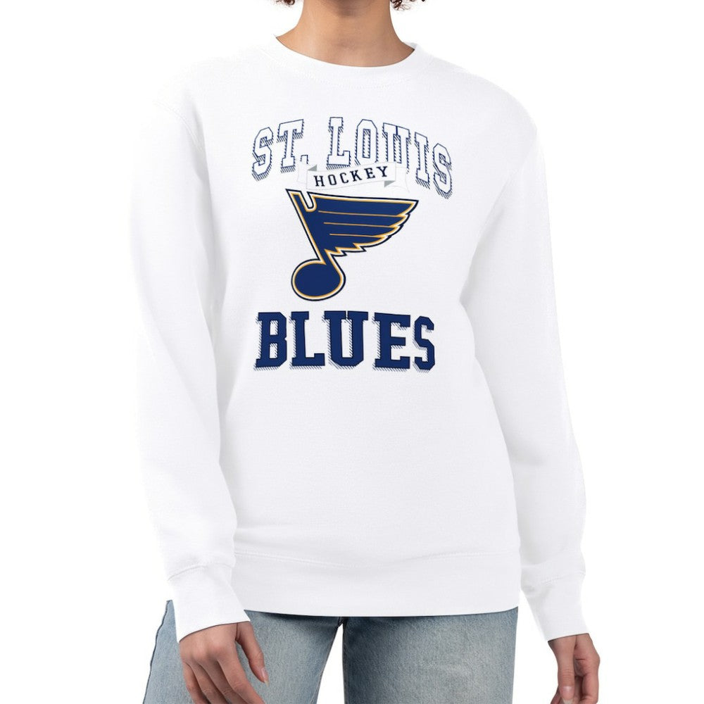 St. Louis Blues G-III 4Her by Carl Banks Women's Team Logo Tri-Blend Fleece Pullover Sweatshirt - White - NHL