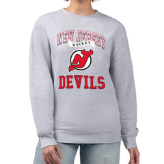 New Jersey Devils G-III 4Her by Carl Banks Women's Team Logo Tri-Blend Fleece Pullover Sweatshirt - Heather Gray - NHL