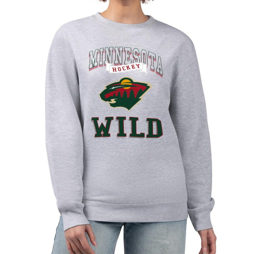 Minnesota Wild G-III 4Her by Carl Banks Women's Team Logo Tri-Blend Fleece Pullover Sweatshirt - Heather Gray - NHL
